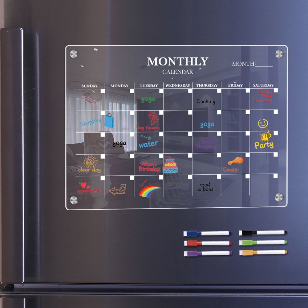 Acrylic Note Board Refrigerator Dry Erase Board Magnetic Clear