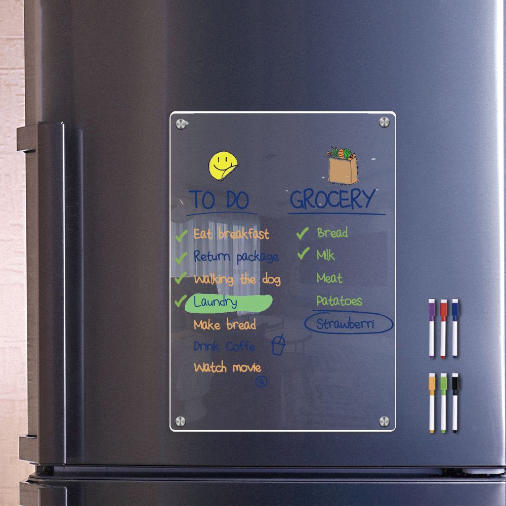 Acrylic Note Board Refrigerator Dry Erase Board Magnetic Clear