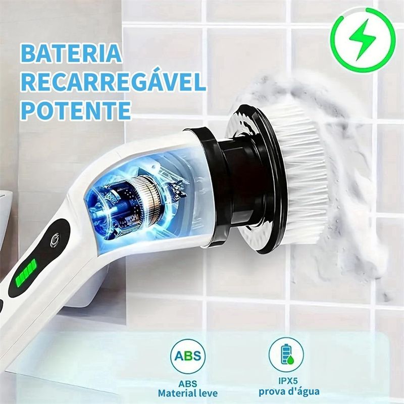Electric Cleaning Brush 9-in-1 Wireless Telescopic Handheld Household Kitchen Floor Bathroom 9 Head Cleaning Scrubber
