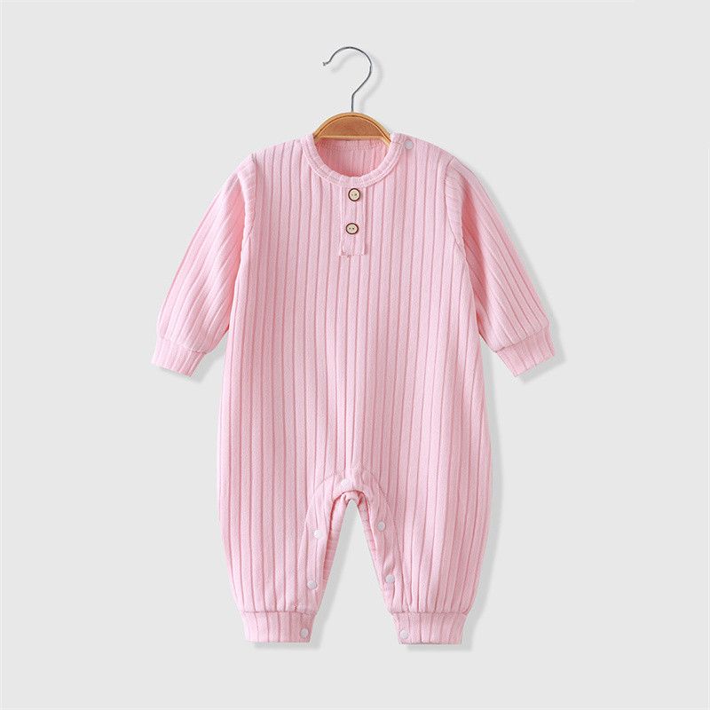 Summer Unisex Newborn Baby Clothes Solid Color Baby Rompers Cotton Long Sleeve Toddler Romper Infant Clothing 3-18 Months