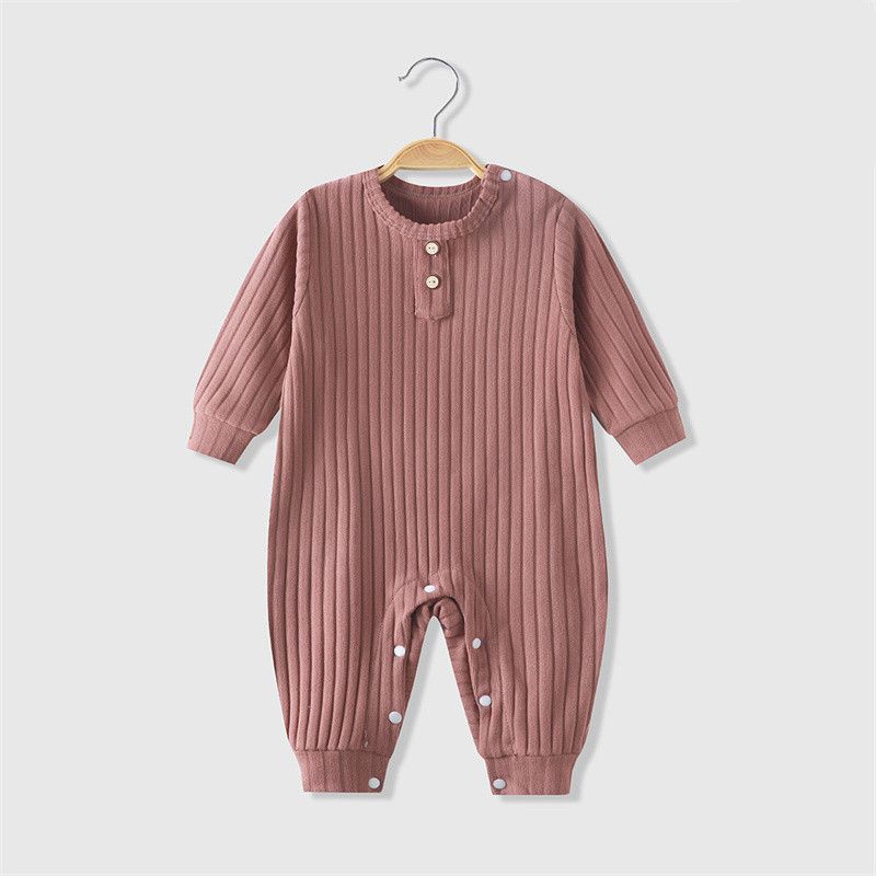Summer Unisex Newborn Baby Clothes Solid Color Baby Rompers Cotton Long Sleeve Toddler Romper Infant Clothing 3-18 Months