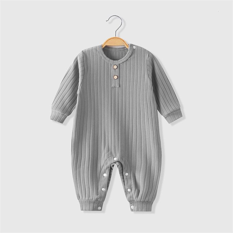 Summer Unisex Newborn Baby Clothes Solid Color Baby Rompers Cotton Long Sleeve Toddler Romper Infant Clothing 3-18 Months