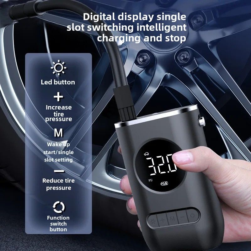 Portable Wireless Car Inflation Pump Convenient Charging Electric Automatic Tire Inflator For Motorcycles And Tricycles