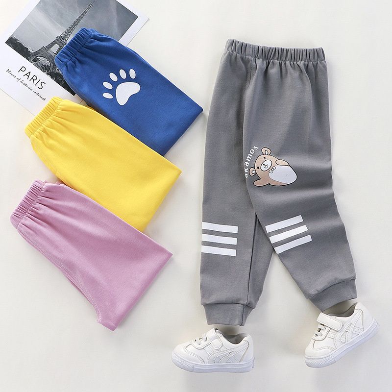 Baby Kids Bottoms Unisex Casual Long Pants for Boys and Girls Spring Autumn Elastic Waist Cartoon Animal Capris Children Clothes