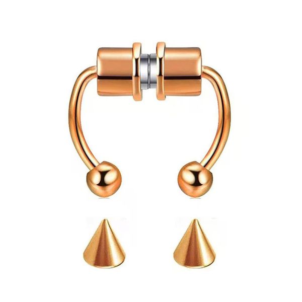 Fake Nose Ring Magnetic Horseshoe Non Piercing Hoop Jewelry for Women Punk Style Stainless Steel Men Nose Studs Reusable Unisex