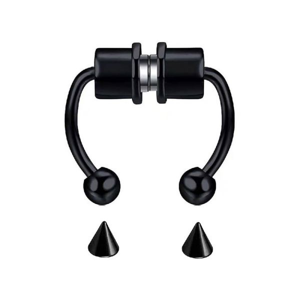 Fake Nose Ring Magnetic Horseshoe Non Piercing Hoop Jewelry for Women Punk Style Stainless Steel Men Nose Studs Reusable Unisex