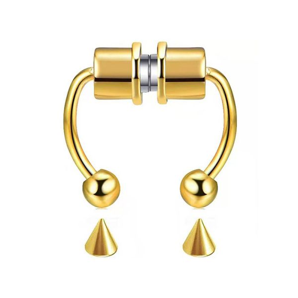 Fake Nose Ring Magnetic Horseshoe Non Piercing Hoop Jewelry for Women Punk Style Stainless Steel Men Nose Studs Reusable Unisex