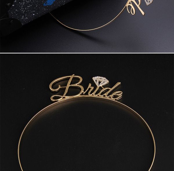 Team Bride Bridesmaid Tiara Crown Headband Bachelorette Hen Party Couple Wedding Bridal Shower Girls Night Cake Gift Decoration
