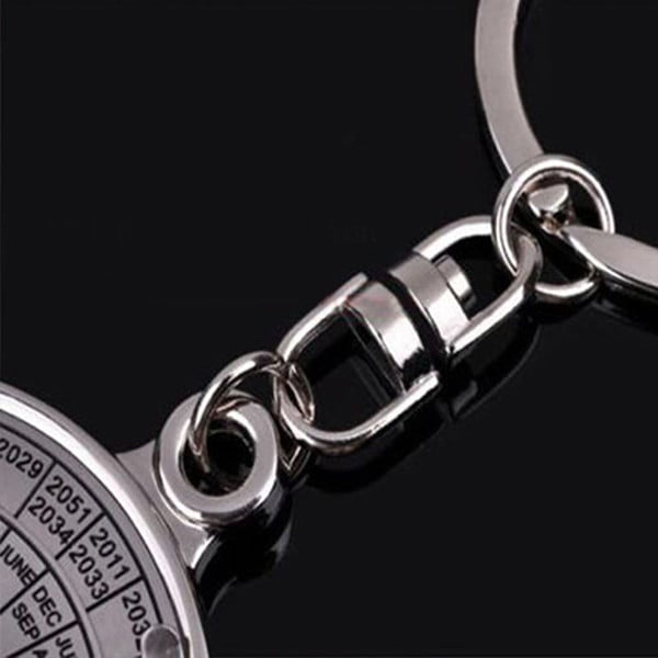 50 Years Perpetual Calendar Keyring Keychain Silver Alloy Key Chain Ring Keyfob