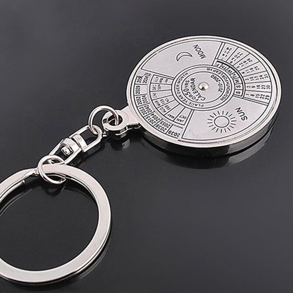 50 Years Perpetual Calendar Keyring Keychain Silver Alloy Key Chain Ring Keyfob