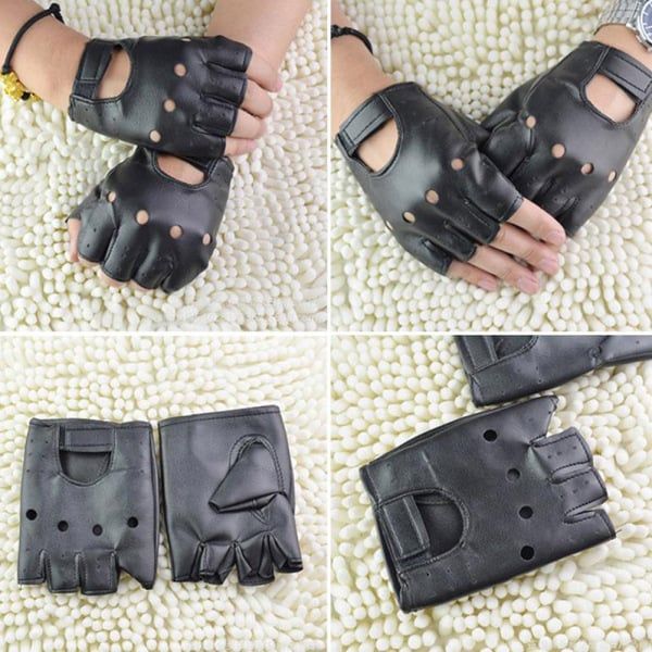 Men Genuine Leather Half Finger Gloves Sport Driving Slip-resistant Luvas Leather Fingerless Gym Fitness Gloves Sports Guantes