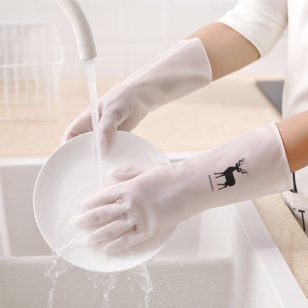 Female Kitchen Durable Cleaning Housework Chores Dishwashing Tools Waterproof Rubber Latex Dishwashing Gloves