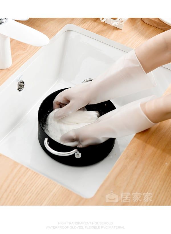 Female Kitchen Durable Cleaning Housework Chores Dishwashing Tools Waterproof Rubber Latex Dishwashing Gloves