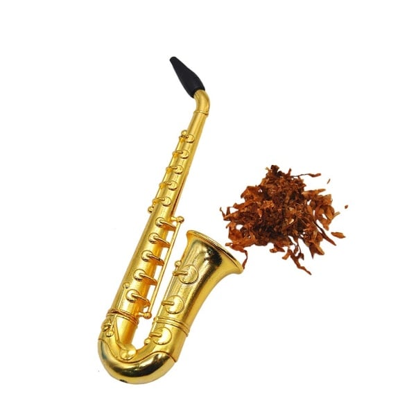 Unique Saxophone Mini Portable Smoking Pipes Metal Tobacco Pipe Hookah Gifts Size: 95mm*