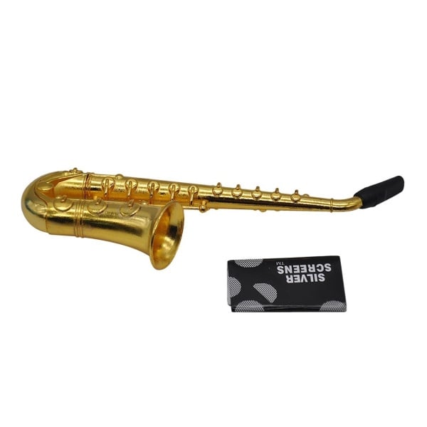 Unique Saxophone Mini Portable Smoking Pipes Metal Tobacco Pipe Hookah Gifts Size: 95mm*