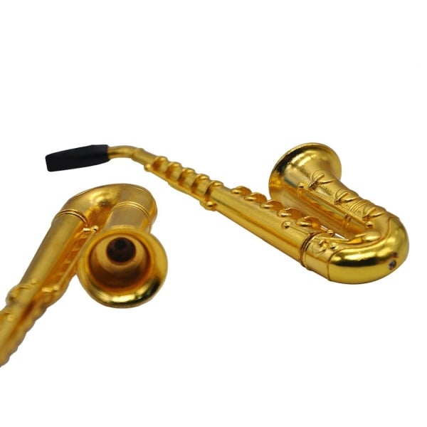 Unique Saxophone Mini Portable Smoking Pipes Metal Tobacco Pipe Hookah Gifts Size: 95mm*