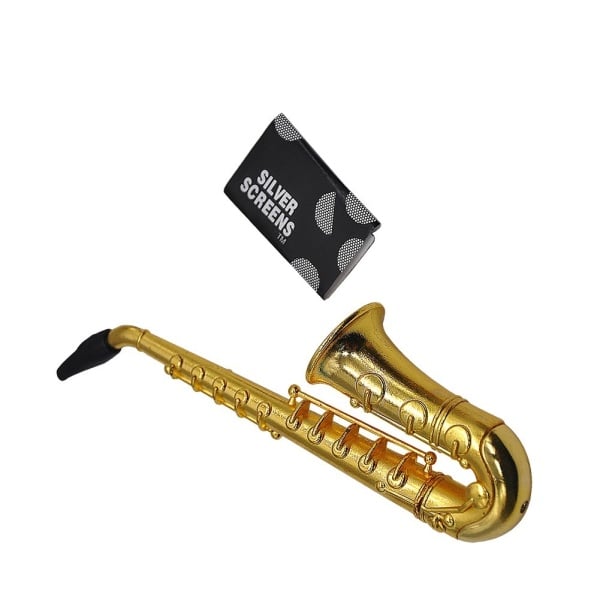 Unique Saxophone Mini Portable Smoking Pipes Metal Tobacco Pipe Hookah Gifts Size: 95mm*