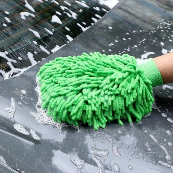 1PC Double-sided Microfiber Washable Car Washing Gloves Car Care Cleaning Gloves Cleaning Cloth Towel Mitt Car Accessories