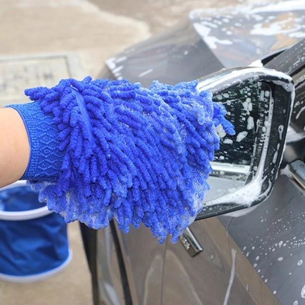 1PC Double-sided Microfiber Washable Car Washing Gloves Car Care Cleaning Gloves Cleaning Cloth Towel Mitt Car Accessories