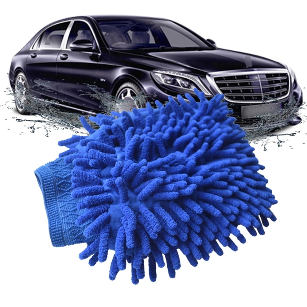 1PC Double-sided Microfiber Washable Car Washing Gloves Car Care Cleaning Gloves Cleaning Cloth Towel Mitt Car Accessories