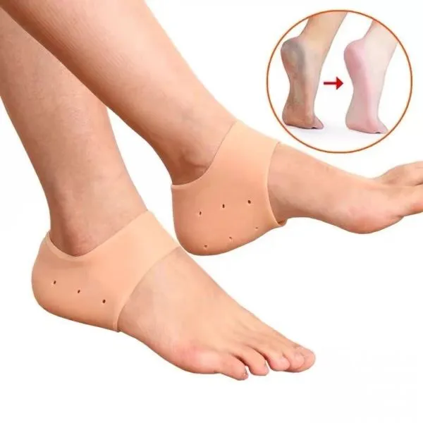 2pcs Silicone Heel Socks Gel Footing Care Pad With Hole Feet Cracked Skin Moisturizing Foot Care Anti Cracking Protective Sleeve