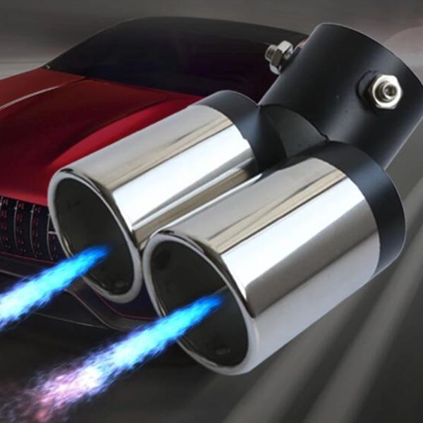 Universal Car Vehicle Exhaust Pipe Muffler  Stainless Steel Bending Double Tube Tail Pipe Waterproof anti-rust