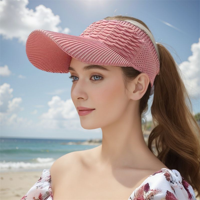 1pc Women Anti-UV Sun Hats Breathable Adjustable Empty Top Visor Caps for Tennis Golf Running Travel Beach Sport Outdoor Hat