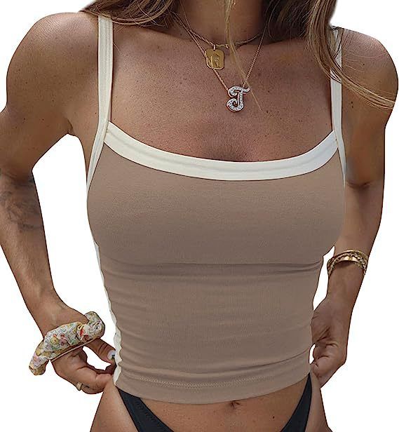 Sleeveless Knitted Crop Tops Green Sexy Basic PatchworkSummer Casual Cami Backless Women Vintage Tank Top