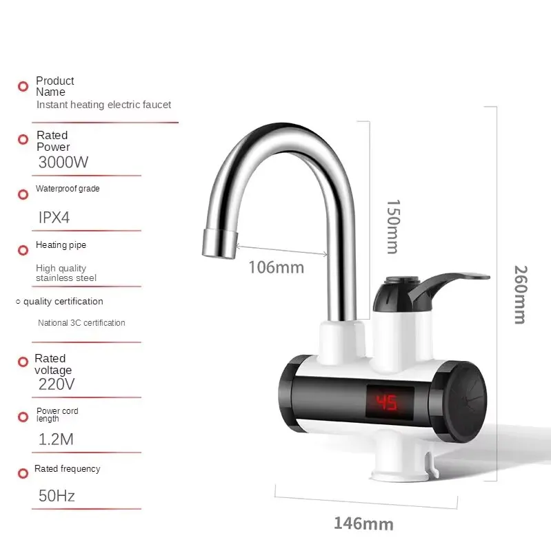 Electric Kitchen Water Heater Tap Instant Hot Water Faucet Heater Cold Heating Faucet Tankless Instantaneous Water Heater
﻿