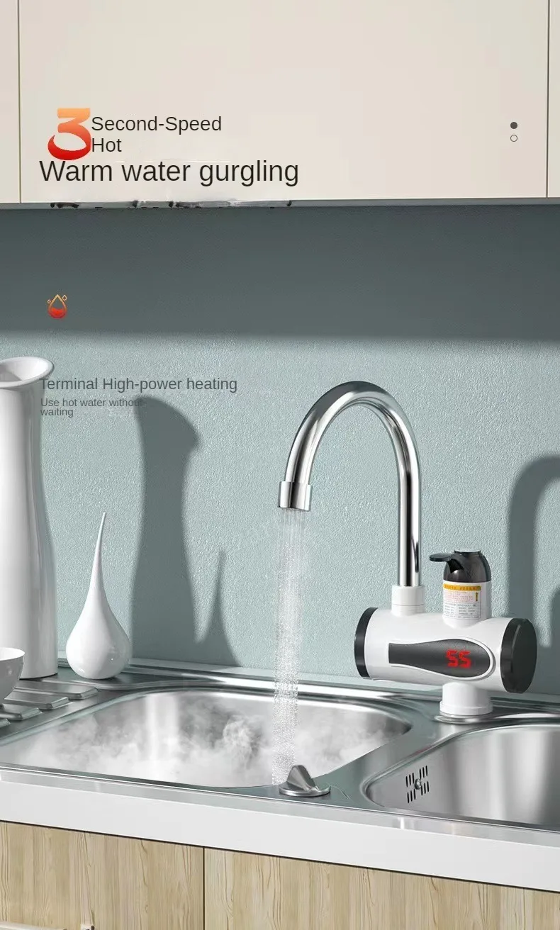 Electric Kitchen Water Heater Tap Instant Hot Water Faucet Heater Cold Heating Faucet Tankless Instantaneous Water Heater
﻿