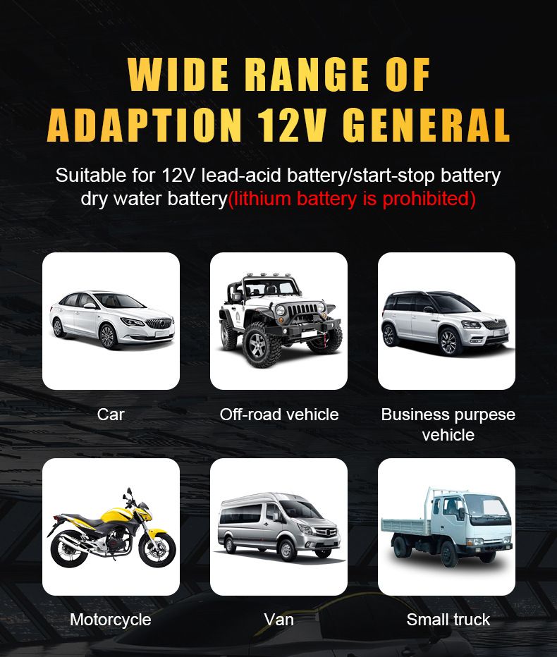12V 6A Smart Truck Motorcycle Charger Wet Dry Lead Acid Gel Charger Car Auto Battery Charger Pulse Repair Digital LCD Display