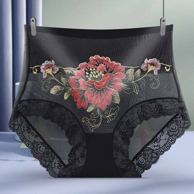 Sexy Lingerie Women'S Panties Sexy Flower Stretch Embroidery High Waist Lace Panty Underwear