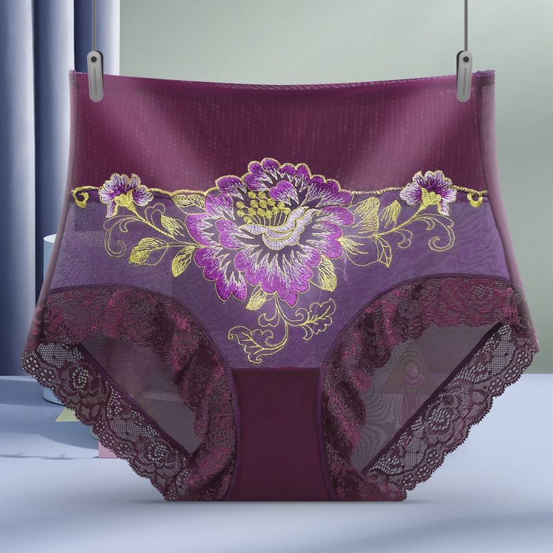 Sexy Lingerie Women'S Panties Sexy Flower Stretch Embroidery High Waist Lace Panty Underwear