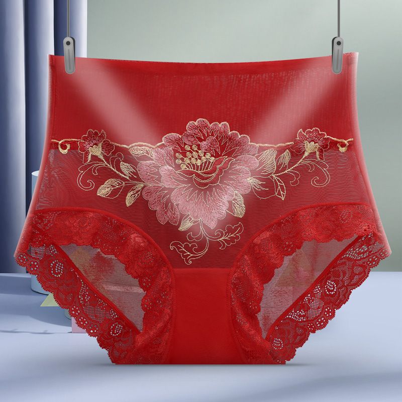 Sexy Lingerie Women'S Panties Sexy Flower Stretch Embroidery High Waist Lace Panty Underwear