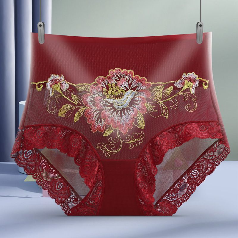 Sexy Lingerie Women'S Panties Sexy Flower Stretch Embroidery High Waist Lace Panty Underwear