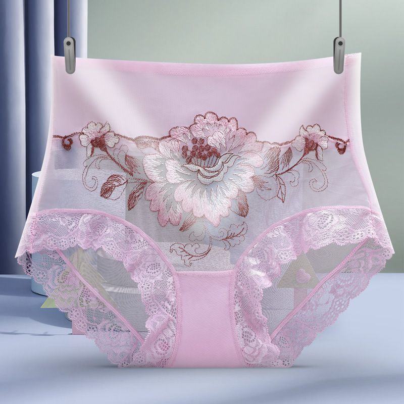 Sexy Lingerie Women'S Panties Sexy Flower Stretch Embroidery High Waist Lace Panty Underwear