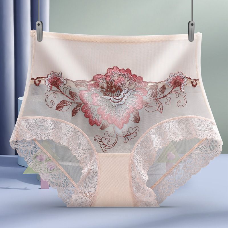Sexy Lingerie Women'S Panties Sexy Flower Stretch Embroidery High Waist Lace Panty Underwear