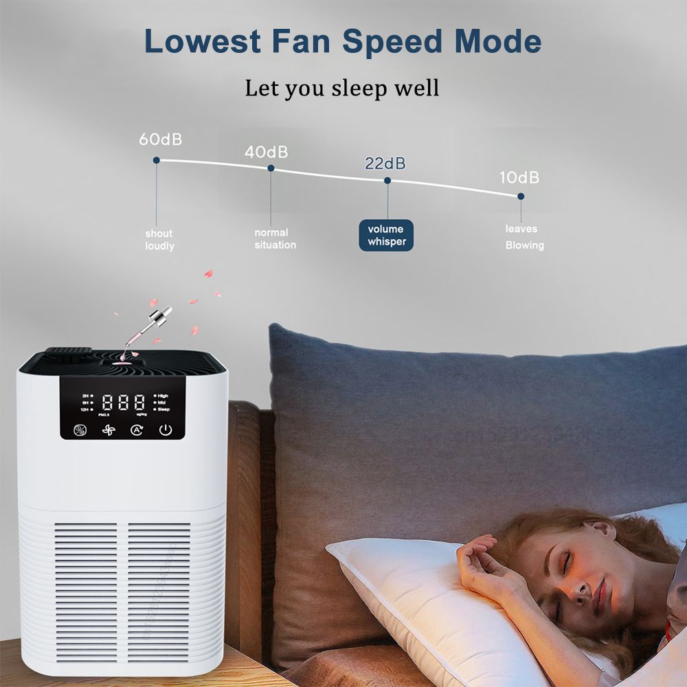 Air Purifier Smoke Odor Negative Ion Generator with Aromatherapy Air Cleaner for Household HEPA Filter Efficient Purifying Air
