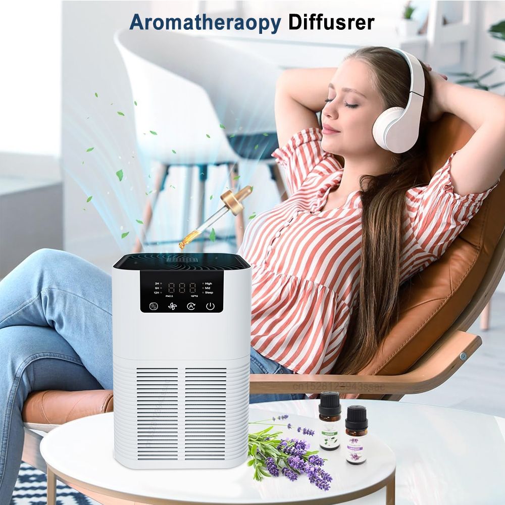Air Purifier Smoke Odor Negative Ion Generator with Aromatherapy Air Cleaner for Household HEPA Filter Efficient Purifying Air