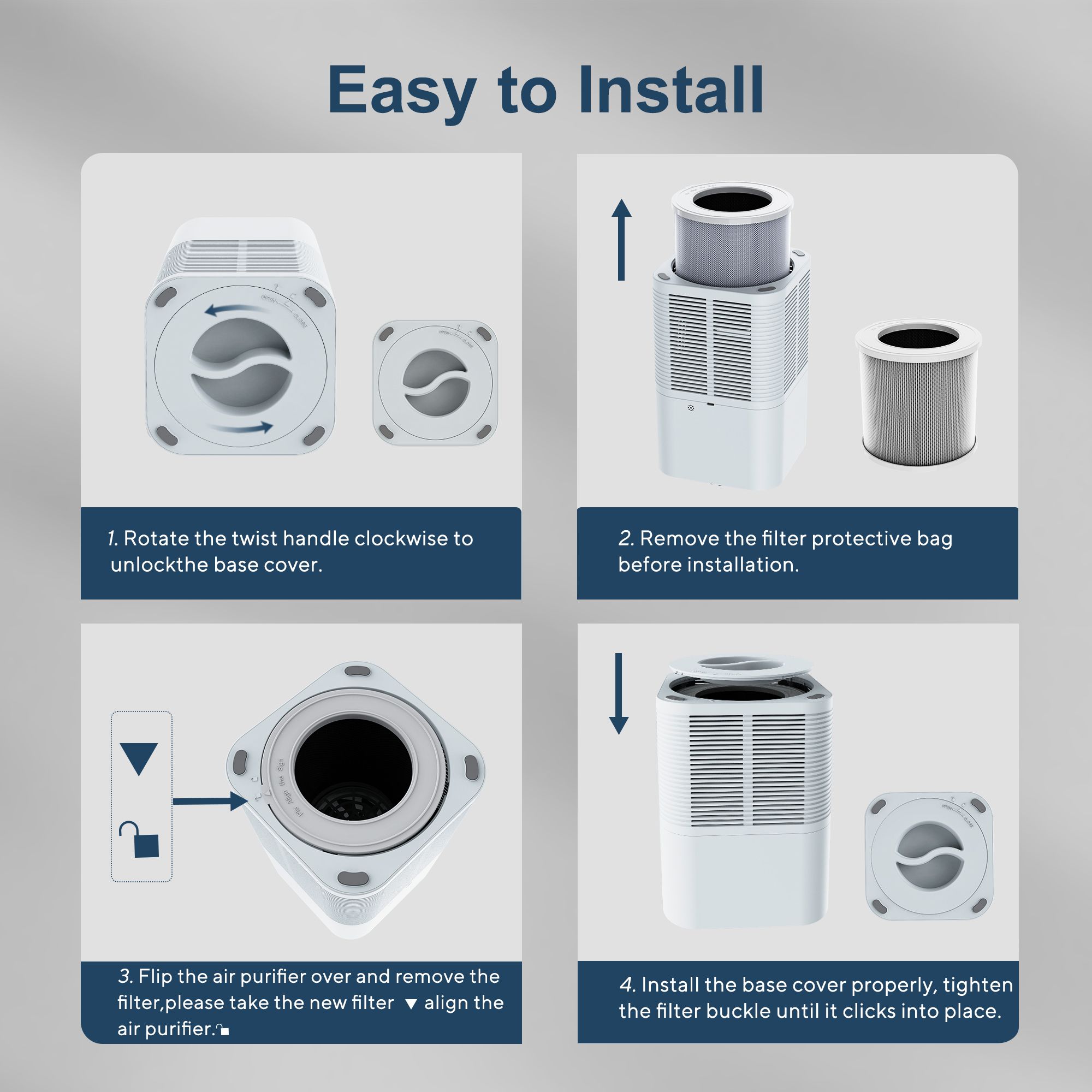 Air Purifier Smoke Odor Negative Ion Generator with Aromatherapy Air Cleaner for Household HEPA Filter Efficient Purifying Air