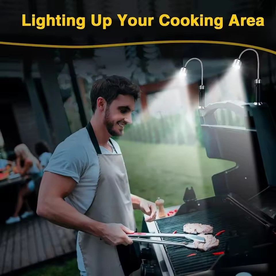 Portable Smart Touch LED Grill Light Lamp for BBQ Barbecue Grilling Outdoor Kitchen Accessories Tools 180 Degree Lighting Lamps