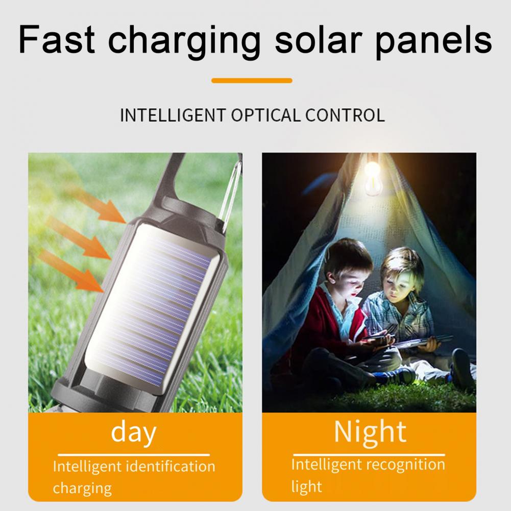 Solar Powered Camping Light Waterproof Flicker Free Tent Lamp Solar Power Emergency Light Bright LED Solar Lantern Outdoor Tools
