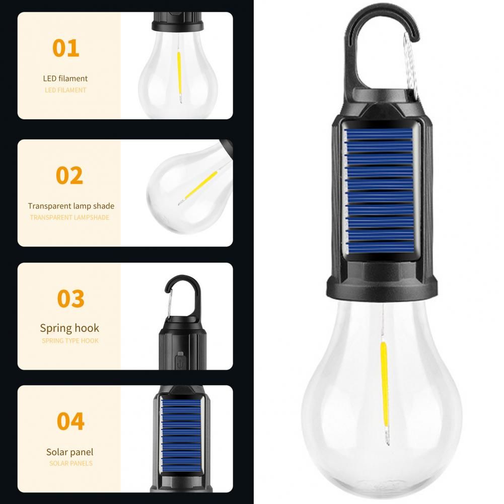 Solar Powered Camping Light Waterproof Flicker Free Tent Lamp Solar Power Emergency Light Bright LED Solar Lantern Outdoor Tools