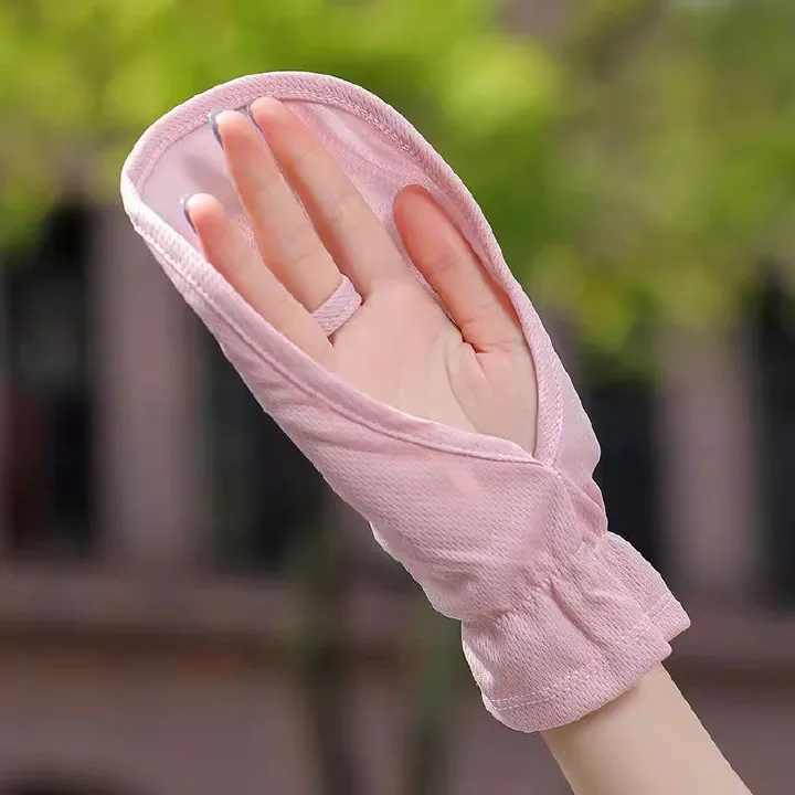 Sun Protection Gloves Women's Outdoor Cycling UV Resistant Short Gloves Breathable Fabric Anti-slip Horseshoe Sleeves