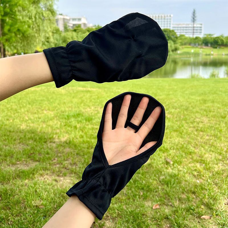 Sun Protection Gloves Women's Outdoor Cycling UV Resistant Short Gloves Breathable Fabric Anti-slip Horseshoe Sleeves