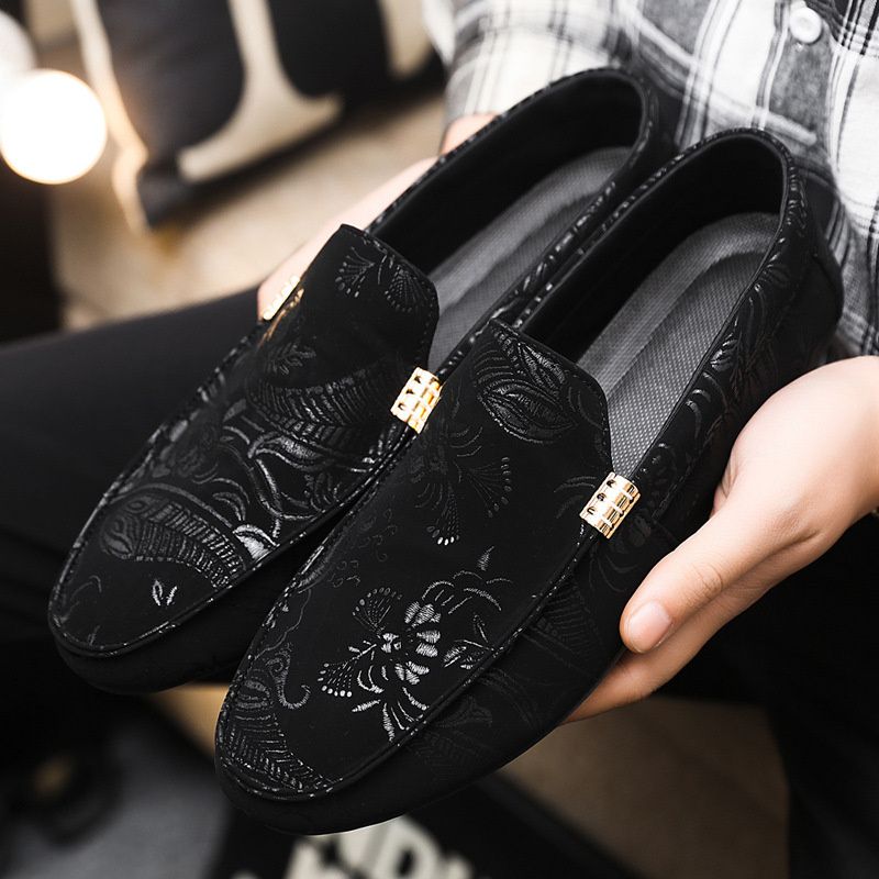 Men's Popular Bean Shoes One Foot Lazy Shoes Versatile Breathable Casual Driving Cloth Shoes