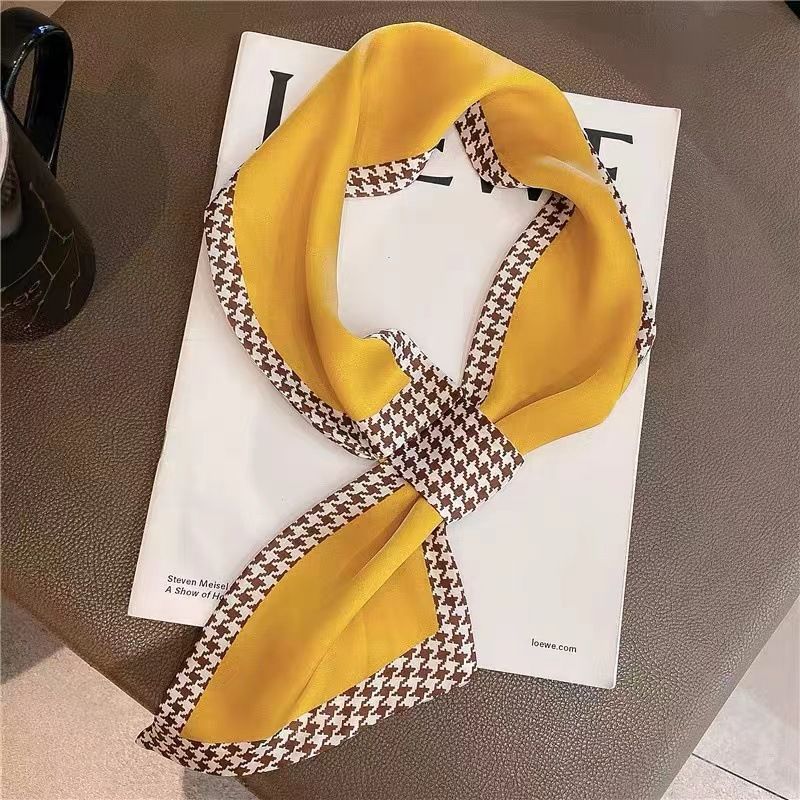 Spring Ear Silk Scarf Women Striped PrintTie Band Ladies Neck Scarf
