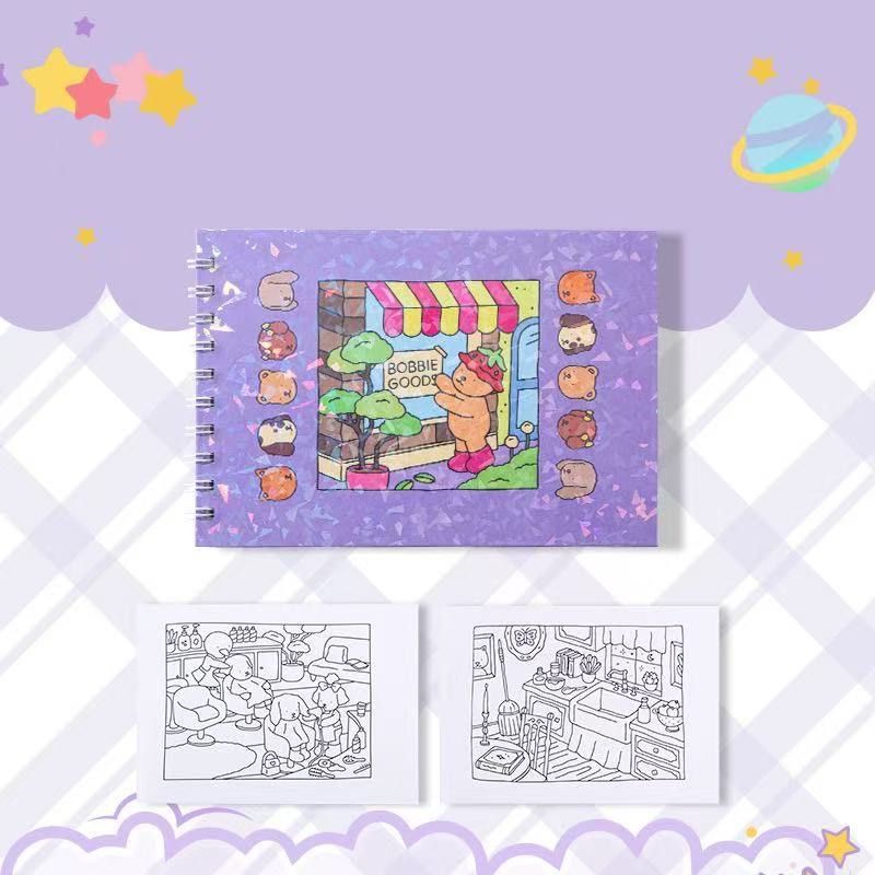 Children's Cartoon Coloring Book, Cute Animal Characters Theme Graffiti Painting  Coloring Book