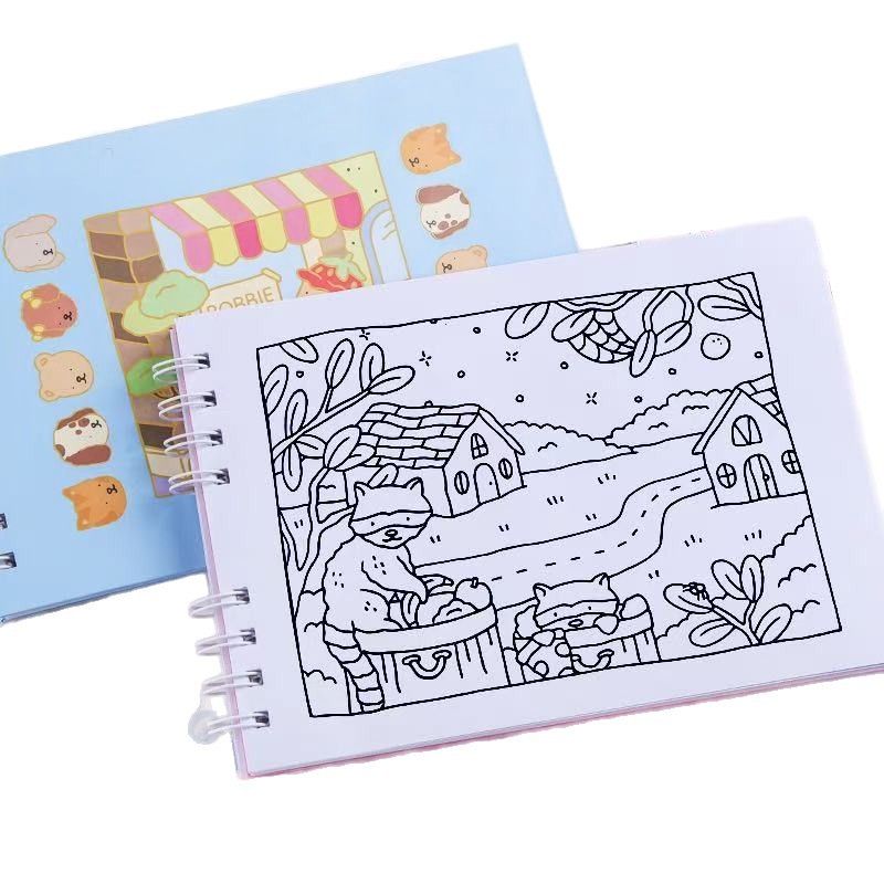Children's Cartoon Coloring Book, Cute Animal Characters Theme Graffiti Painting  Coloring Book