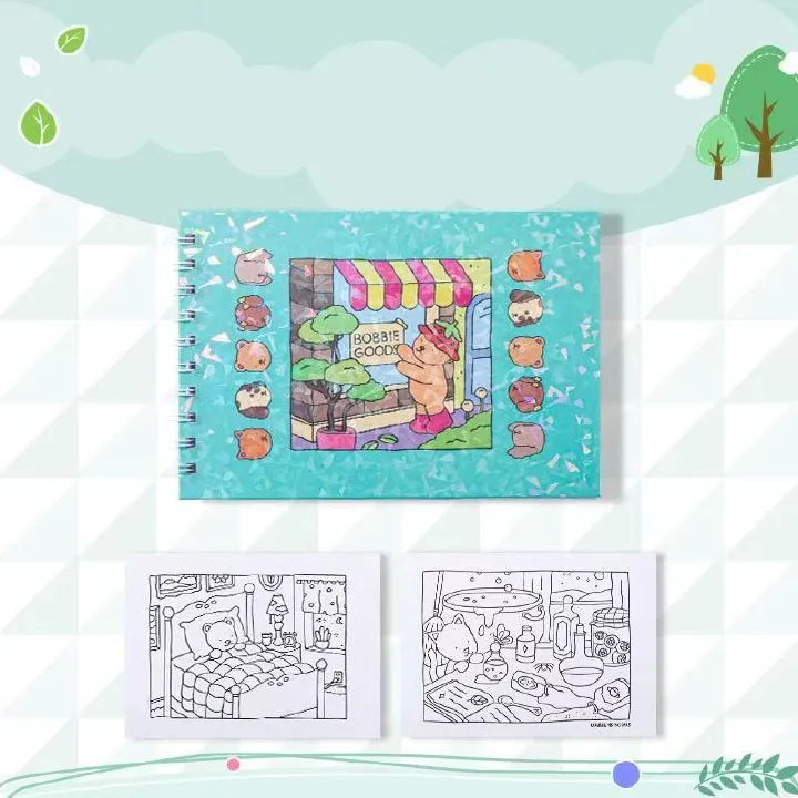 Children's Cartoon Coloring Book, Cute Animal Characters Theme Graffiti Painting  Coloring Book